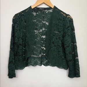 Dark Green Lace Cardigan